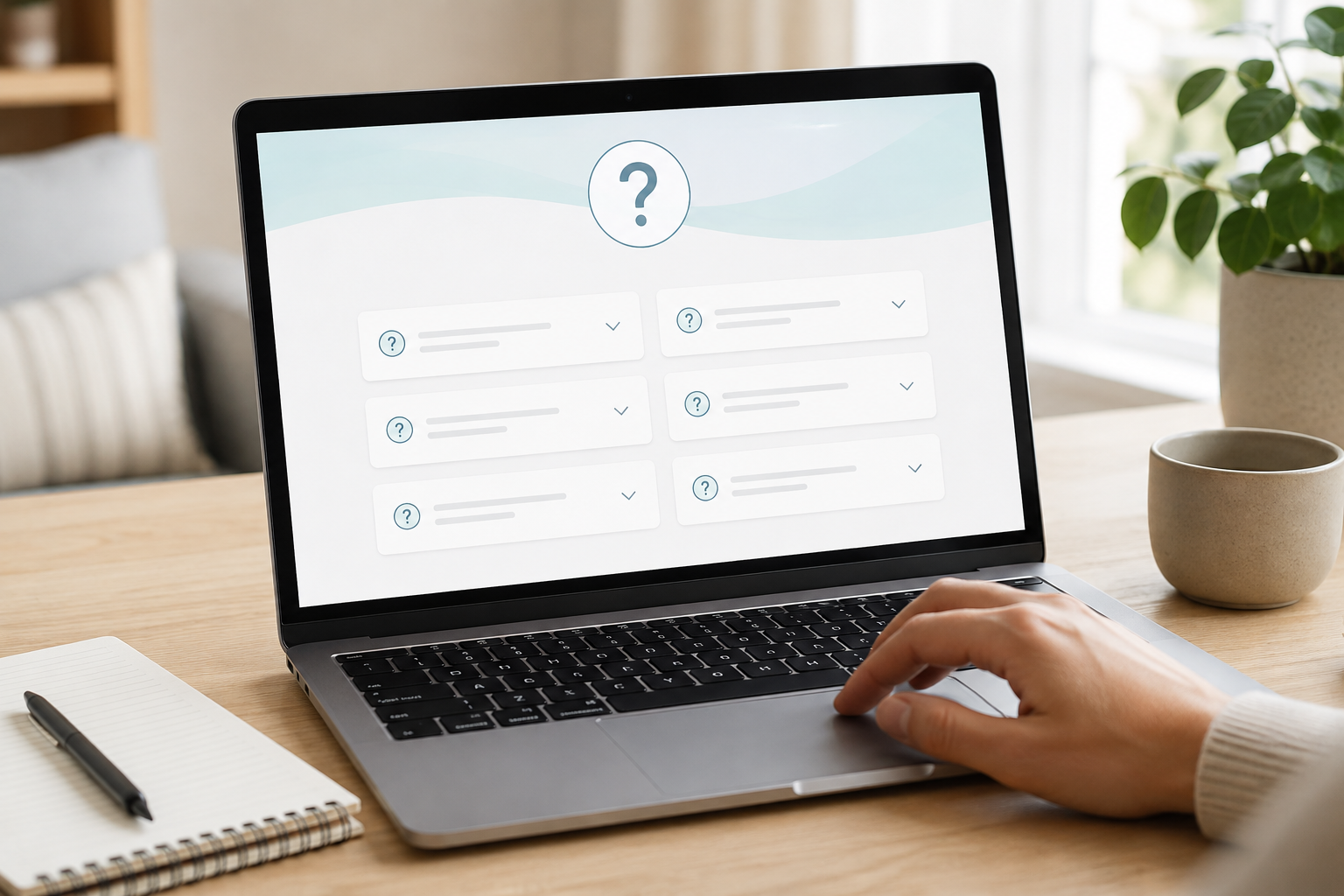 A customer using an online FAQ help centre